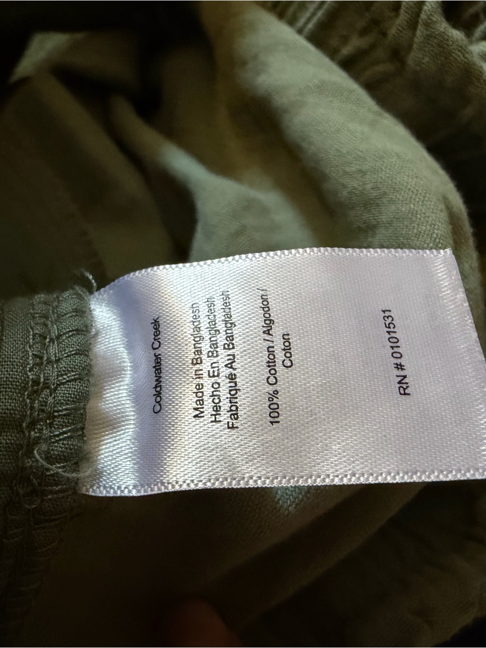 Coldwater Creek Women’s Green Gauzy 100% Cotton pants - Picture 6 of 6